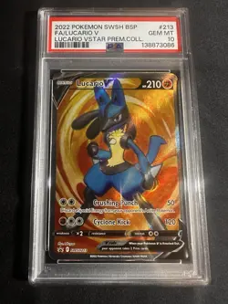 Lucario V Pokemon Full Art Black Star Promo SWSH213 TCG PSA 10 GEM MINT - Image 1