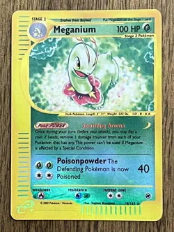 MP (Reverse Holo) Pokemon MEGANIUM Card EXPEDITION Base Set 18/165 Rare Foil - Image 1