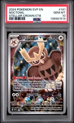 2024 POKEMON SVP EN-SV BLACK STAR PROMO#141 NOCTOWL STELLAR CROWN ETB PSA 10 - Image 1