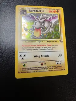Pokemon Aerodactyl Fossil 1/62 Holo English Unlimited TCG WOTC Card - NM - Image 1