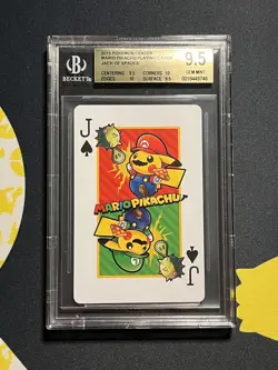 2016 Pokemon Center Mario Pikachu Playing Card – Jack of Spades BGS 9.5 Gem Mint - Image 1