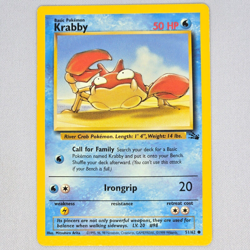 Krabby 51/62 Fossil Common Vintage Pokemon Card WOTC TCG English LP - Image 1