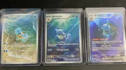 Pokemon S&V 151 Squirtle 170, Wartortle 171, and Blastoise 200 IR/SIR ENG Set NM - Image 1