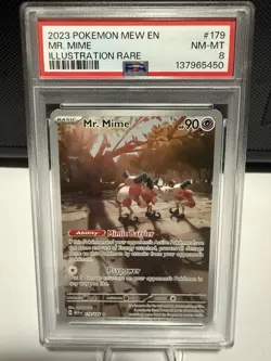 2023 POKEMON MEW EN-151 #179 MR. MIME ILLUSTRATION RARE PSA 8 - Image 1
