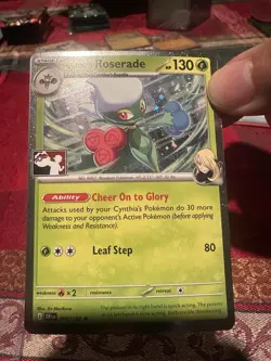 Cynthia’s Roserade Prize Play Stamped Pokemon Cosmos Holo Promo With A Swirl Nm+ - Image 1