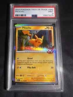 2023 POKEMON TRICK OR TRADE #062 PIKACHU PSA 9 - Image 1