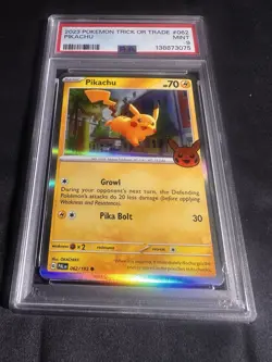 2023 POKEMON TRICK OR TRADE #062 PIKACHU PSA 9 - Image 2
