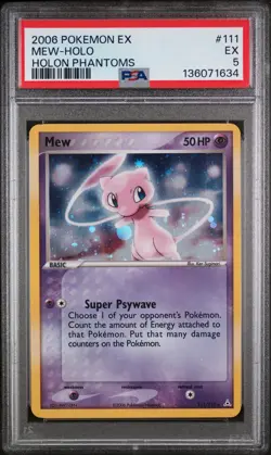 Mew-Holo Pokemon Secret Rare Ex Holon Phantoms 111/110 PSA 5 - Image 1