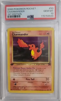 PSA 10 Charmander 50/82 2000 Pokemon Rocket 1st Edition Common Gem Mint WOTC - Image 1