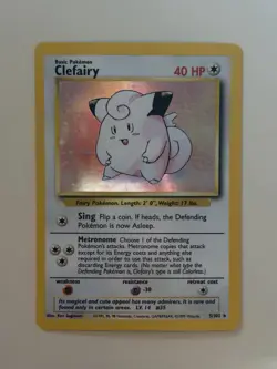 Pokemon Clefairy Holo TCG English 1999 5/102 Base Set NM-/LP+ NICE CARD! - Image 1