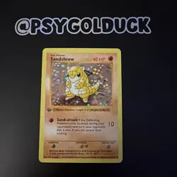 Sandshrew Base Set First Edition holographic 62/102 Pokemon Card - Image 1