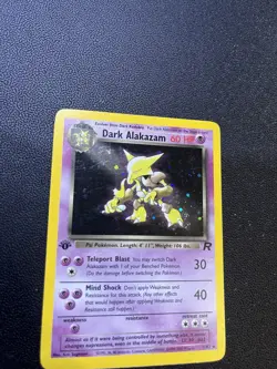 Pokemon Dark Alakazam TCG 1st Edition Holo Rare Card 1/82 - Image 1