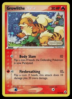 Pokemon Card - Growlithe Legend Maker 55/92 Common Reverse Holo Stamped - Image 1