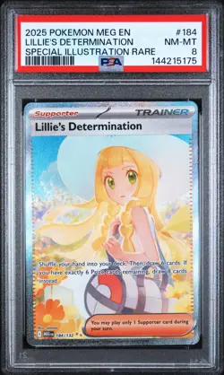 2025 Pokemon Mega Evolution Base #184 SIR Lillie's Determination PSA 8 NM - Mint - Image 1
