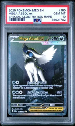 2025 Pokemon Mega Evolution Base #180 SIR Full Art Mega Absol ex PSA 10 Gem Mint - Image 1