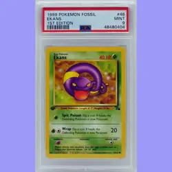 Pokemon 1st Edition Ekans 46/62 Fossil PSA 9 MINT - Image 1