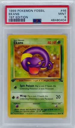 Pokemon 1st Edition Ekans 46/62 Fossil PSA 9 MINT - Image 3
