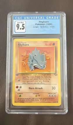 Pokemon Slab CGC 9.5 Rhyhorn 1st Edition 1999 Jungle #61 - Image 1