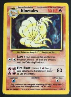 Pokemon TCG Ninetales 12/102 Base Set Holo Rare WOTC HP - Image 1