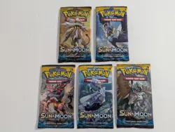 Art Set of 5- Pokemon - Sun and Moon Base Set- Booster Packs Factory Sealed - Image 1