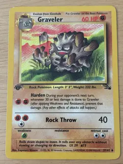 Pokemon TCG Graveler Fossil 37/62 Uncommon 1st Edition Stage 1 60 HP 1999 - Image 1