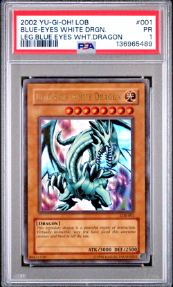 PSA 1 LOB-001 Ultra Rare 2002 Yugioh Legend of Blue-Eyes White Dragon - Image 1