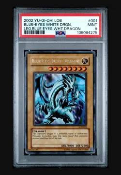 Yu-Gi-Oh! Blue-Eyes White Dragon LOB-001 PSA 9 - FOIL SHIFT! ORIGINAL 2002 - Image 1