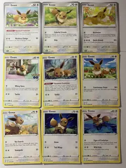 Pokemon TCG Eevee Collection From 9 Different Set English Cards NM - Image 1