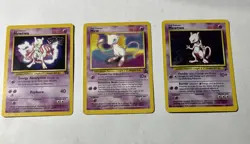 3 Card Lot Of Mewtwo And Mew Pokemon 2 Promos And 1 2nd Edition Card - Image 1