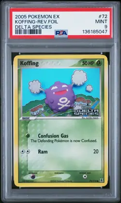 2005 POKEMON EX DELTA SPECIES #72 KOFFING-REVERSE FOIL PSA 9 - Image 1