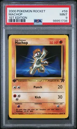 2000 POKEMON ROCKET MACHOP 1ST EDITION PSA #59 MINT 9 VINTAGE ! - Image 1