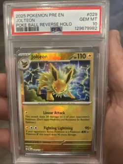 2025 Pokemon Pre En Jolteon Pokeball Reverse Holo PSA 10 - Image 1