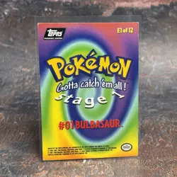 1991 Pokemon Topps TV Animation Black Logo E1 Bulbasaur - Image 2