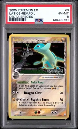 2005 POKEMON EX DELTA SPECIES #9 LATIOS REVERSE HOLO FOIL PSA 8 LOW POP - Image 1