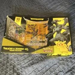 Pokemon Pikachu & Zekrom-GX Premium Collection Box with 10 Booster Packs English - Image 1