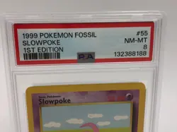1999 POKEMON FOSSIL Trading Card SLOWPOKE #55/62 1ST EDITION graded PSA NM-MT 8 - Image 2
