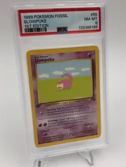 1999 POKEMON FOSSIL Trading Card SLOWPOKE #55/62 1ST EDITION graded PSA NM-MT 8 - Image 5