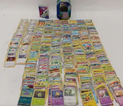 Large Pokemon Card Bundle Full Tin Cards Mixed Types Basic Pokemon Trainers - Image 1