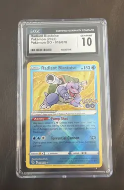 Pokemon Slab CGC 10 Radiant Blastoise 2022 Pokemon Go #18 - Image 1