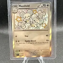 Pokemon Maushold SV: Paldean Fates 210/091 Shiny Rare Holo Stage 1 70 HP - Image 1