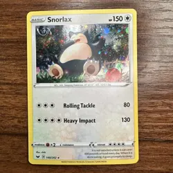 Pokemon TCG Snorlax 141/192 Rebel Clash Rare Cosmos Holo HD Swirl (x2) - Image 2