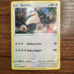 Pokemon TCG Snorlax 141/192 Rebel Clash Rare Cosmos Holo HD Swirl (x2) - Image 4