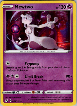 💢Pokemon TCG - Mewtwo - 059/159 - Holo - Rare - Crown Zenith - NM💢 - Image 1