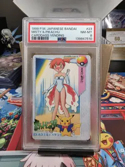 PSA 8 Misty & Pikachu Bandai Carddass Vending 23 Pokemon Card Japanese 1998 - Image 1