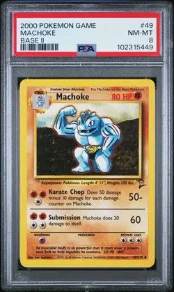 2000 Pokemon Base 2 # 49 Machoke PSA 8 Card NM-MINT! Trusted Seller! Free Ship! - Image 1