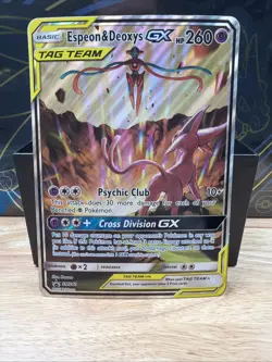 Pokemon TCG Jumbo Espeon & Deoxys GX SM240 Black Star Promo Card - Image 1