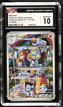 2023 Pokemon 151 Japanese MACHOKE 177/165 AR Full Art Rare CGC 10 GEM MINT psa - Image 1
