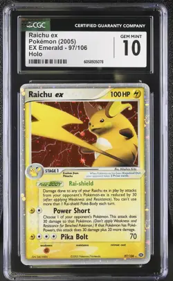 CGC 10 GEM MINT Raichu ex 2005 EX Emerald 97/106 Holo Pokemon Card - Image 1