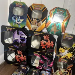 23 Pokemon EMPTY Tin Lot - Eevelutions Chrizard Marnie Tins - Image 2