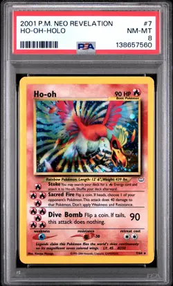 Pokemon Karte/card Ho-oh 7/64 - Neo Revelation PSA 8 SWIRL Holo - Near Mint+ - Image 1
